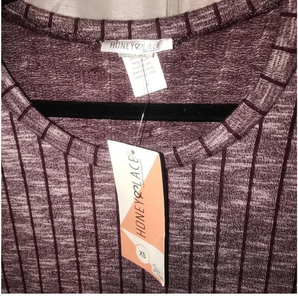 Honey and Lace NWT Hi-Lo Purple Striped Sweater XS - Picture 4 of 4